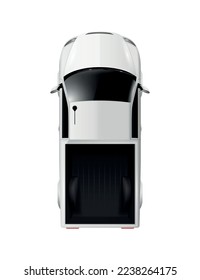 Cars top view realistic composition with isolated image of white automobile on blank background vector illustration