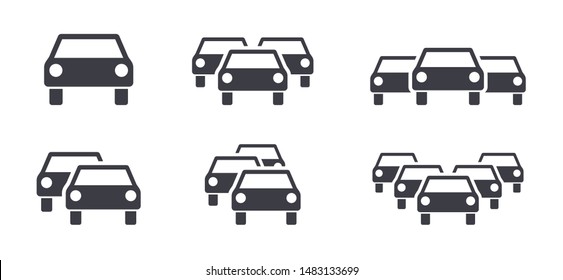 Cars and traffic jam symbols icons