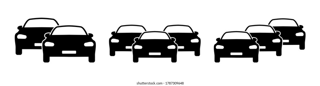 Cars and traffic jam symbols icons on white background