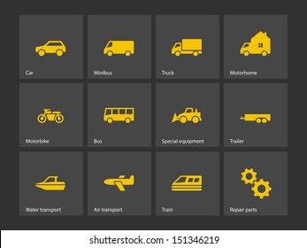 Cars and Transport icons. Vector illustration.