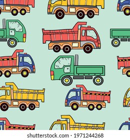 cars truck kids cartoon pictures road dump truck doodle sketch patern seamless print textile coloring book. Road signs traffic light