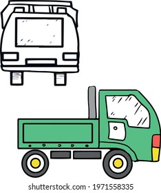cars truck kids cartoon pictures road dump truck doodle sketch patern print textile coloring book. Road signs traffic light