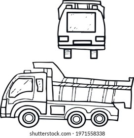 cars truck kids cartoon pictures road dump truck doodle sketch patern print textile coloring book. Road signs traffic light