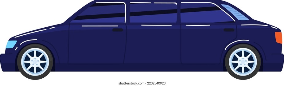 Cars trucks, luxury long transport, VIP vehicle, elegant limousine, design cartoon style vector illustration, isolated on white.