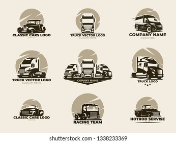 Cars & trucks vector logo set