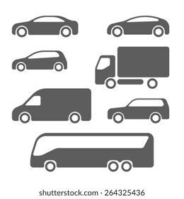 Cars, van, trucks and suv icons