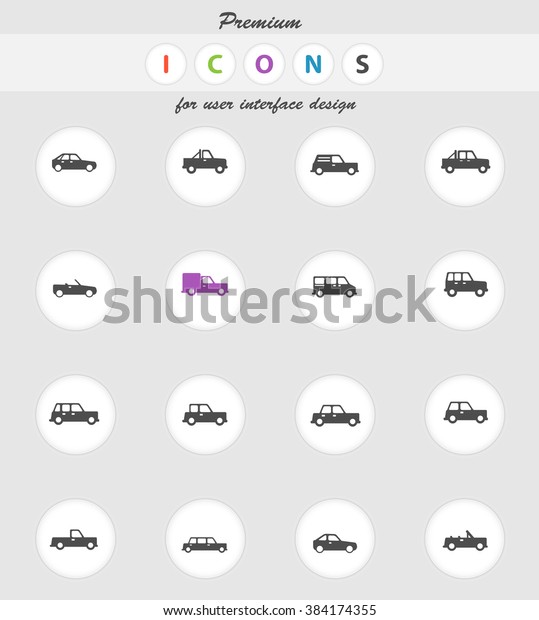 Cars \
vector icons for web sites and user\
interface