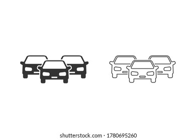 Cars vector line icon set on white