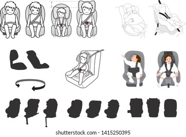 Carseat And Baby Illustration Vector