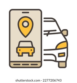 Carsharing App vector Car and Smartphone concept colored icon or design element