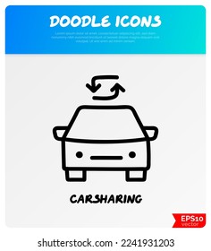Carsharing, carpool doodle icon. Transport sharing. Vector illustration.