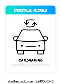 Carsharing, Carpool-Doodle-Symbol. Verkehrsaufteilung. Vektorgrafik.