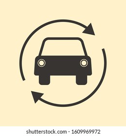 Carsharing Exchange Vehicle Service Logo Element, Driver Button, Transport Renting Vector Icon