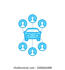 carsharing icon on white, carpooling service vector