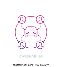carsharing icon on white, line art