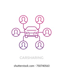 Carsharing Icon On White, Linear