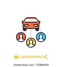 carsharing icon on white, vector