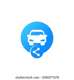 Carsharing Icon For Web And Apps, Vector Logo, Car And Share Sign