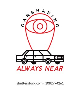 Carsharing. Idea for the logo of advertising carsharing. Vector. Isolated