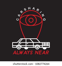 Carsharing. Idea for the logo of advertising carsharing. Vector. Isolated