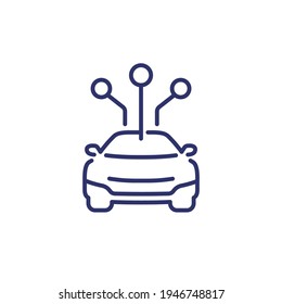 icono de línea de compartición de cartones con un coche