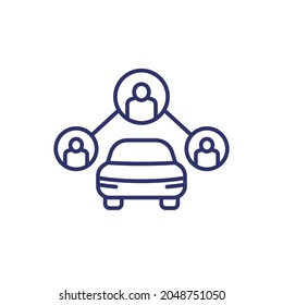 carsharing line icon, people and a car
