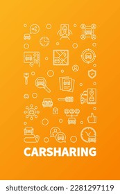 Ilustración lineal de carga - Banner de la línea de concepto del vector del uso compartido del automóvil sobre fondo amarillo