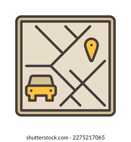 Carsharing Map App vector concept colored icon or sign