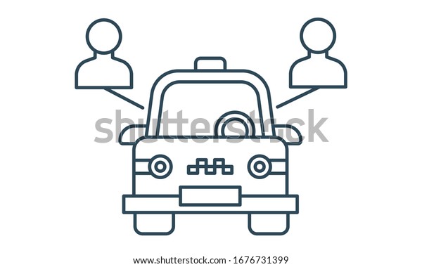 Carsharing service or car clubs icon with rental\
vehicle and customers\
symbols.