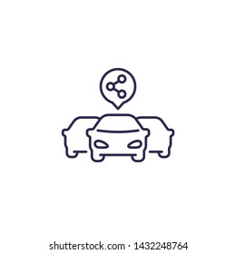 carsharing service icon with 3 cars, line vector