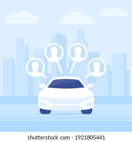 carsharing service, rental car in the city, vector illustration