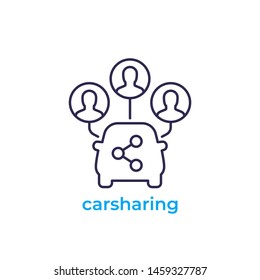 carsharing vector icon on white, linear