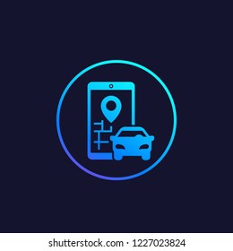 carsharing vector icon with smartphone and car
