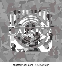 Carsick on grey camo texture