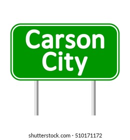 Carson City green road sign isolated on white background svg