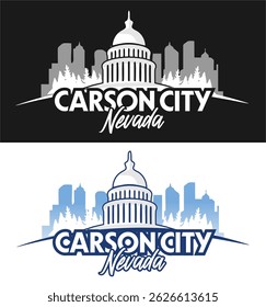 carson city nevada with building silhouette