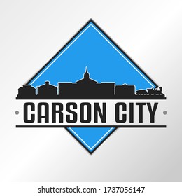 Carson City, NV, USA Skyline Logo. Adventure Landscape Design Vector Illustration.