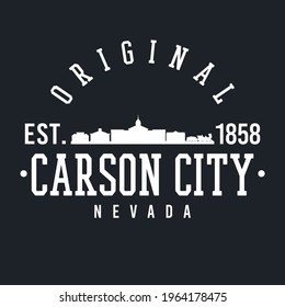Carson City, NV, USA Skyline Original. A Logotype Sports College and University Style. Illustration Design Vector.