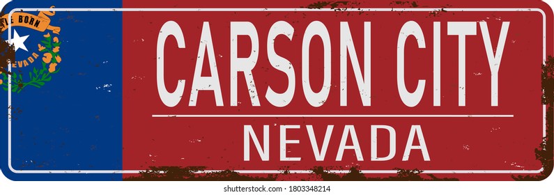 Carson City red road sign isolated on white background svg