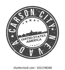 Carson Nevada USA Stamp Logo Icon Symbol Design Skyline City.