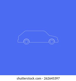 Car,station wagon line icon. Blue background. Line,modern design. Vector illustration EPS8