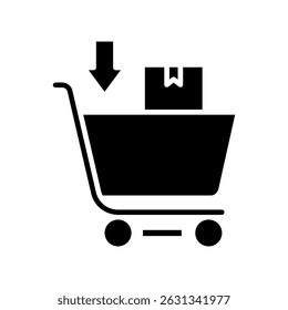 Cart Add glyph, mini illustration icon. use for modern concept, print, UI, UX kit, web and app development. Vector related to sales, logistic and ecommerce