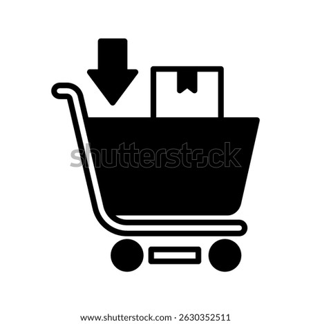 Cart Add glyph, mini illustration icon. use for modern concept, print, UI, UX kit, web and app development. Vector related to sales, logistic and ecommerce