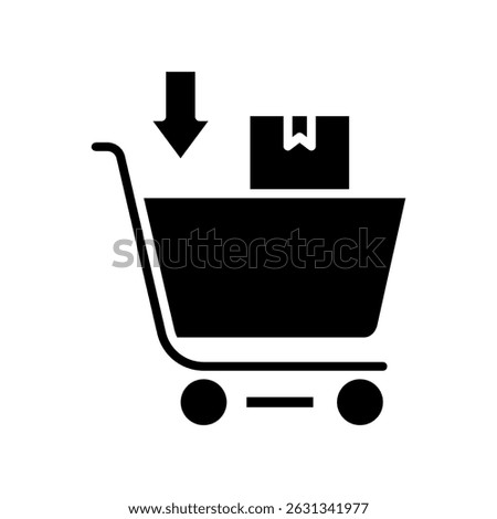 Cart Add glyph, mini illustration icon. use for modern concept, print, UI, UX kit, web and app development. Vector related to sales, logistic and ecommerce