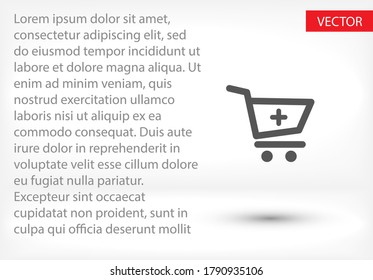 Icono de Carro Añadir al carrito. EPS vectorial 10. Carro de compras Lorem Ipsum Flat Design. Añadir. descargar. Compra. EPS vectorial 10. Diseño plano. El trabajo se hace para su uso.