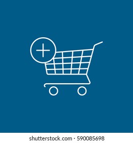 Cart Add Plus Line Icon On Blue Background