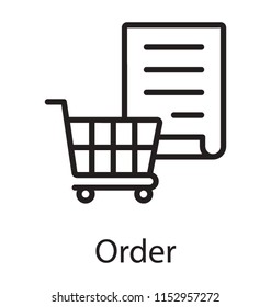 
Cart along side a form making icon for shopping list 
