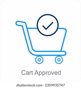 Concepto de icono de carrito aprobado y de carrito