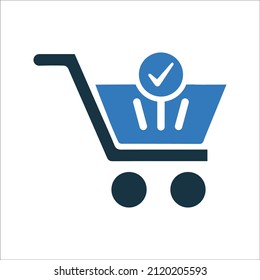 Cart, approved, shop, e-commerce icon. Simple editable vector graphics.