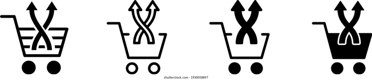 Cart With Arrow  Symbolising  Cross Sell, Icon , Vector